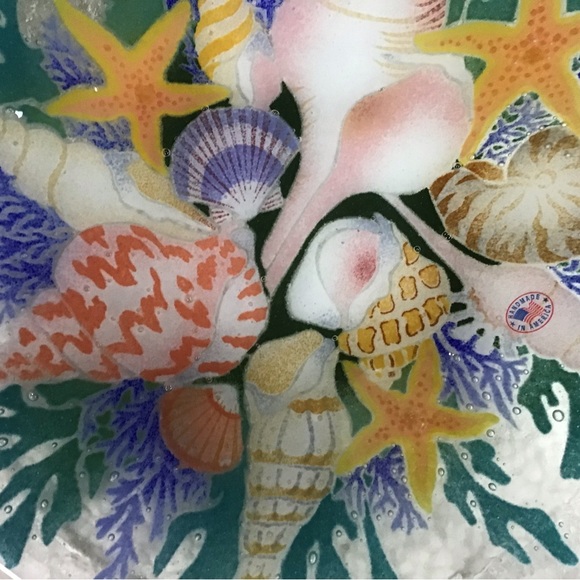 (Host Pick) Rare Peggy Karr RARE Seashells Art Glass 13”Round Serving Bowl - Picture 2 of 6